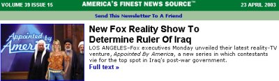 onion_1 New Fox Reality Show to determine Ruler of Iraq